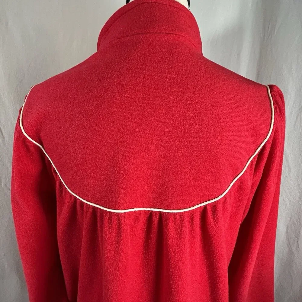 Vintage 70-80s Carriage Court Sears Zip Housecoat Robe Med Red ILGWU Union Made
